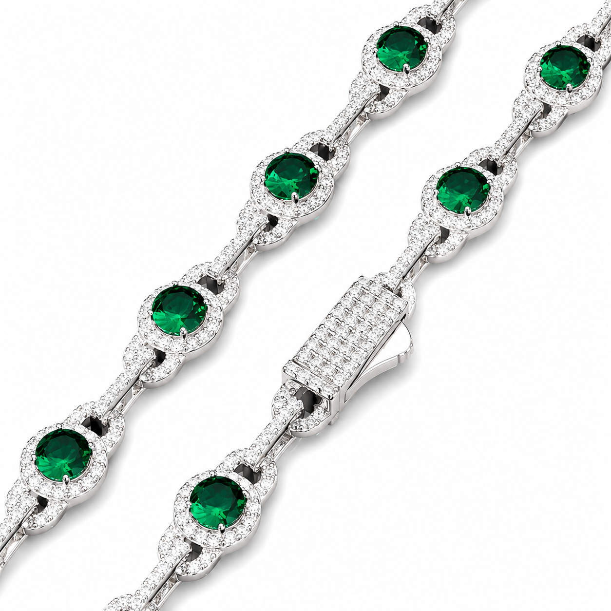 Cadena tipo tennis verde plata .925