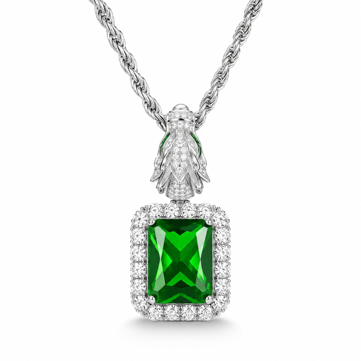 Dije cuadrado con piedra central plata .925