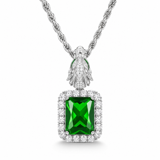 Dije cuadrado con piedra central plata .925