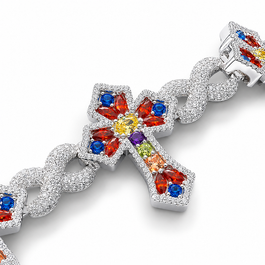 Pulsera cruz colores plata .925