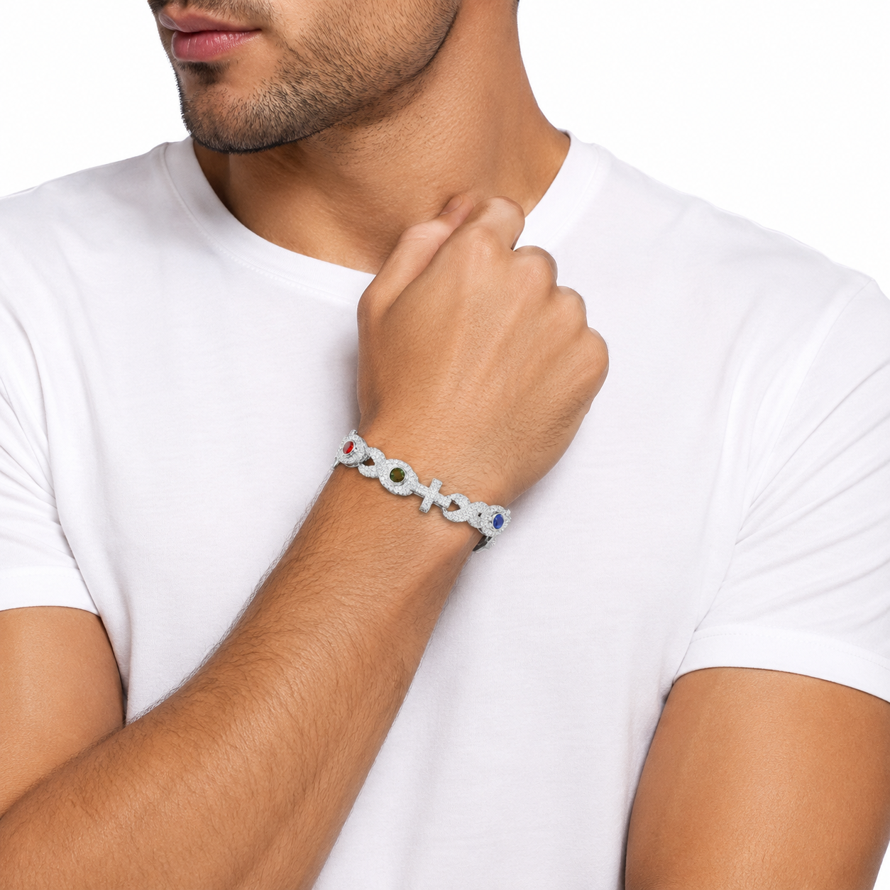 Pulsera ojo turco cruz plata .925