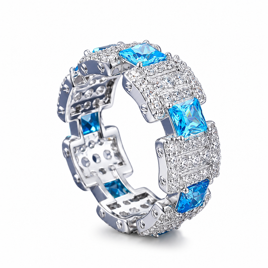 Annillo piedras azules plata .925