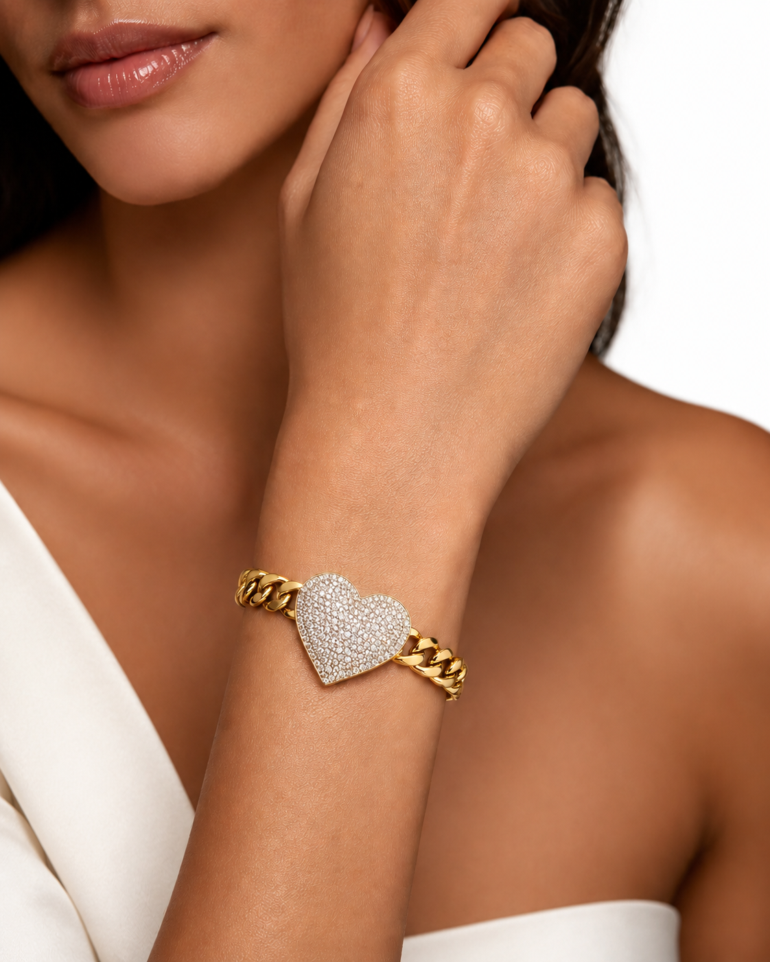 Pulsera corazon cubana oro 10k