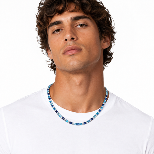Cadena tenis azulplata .925