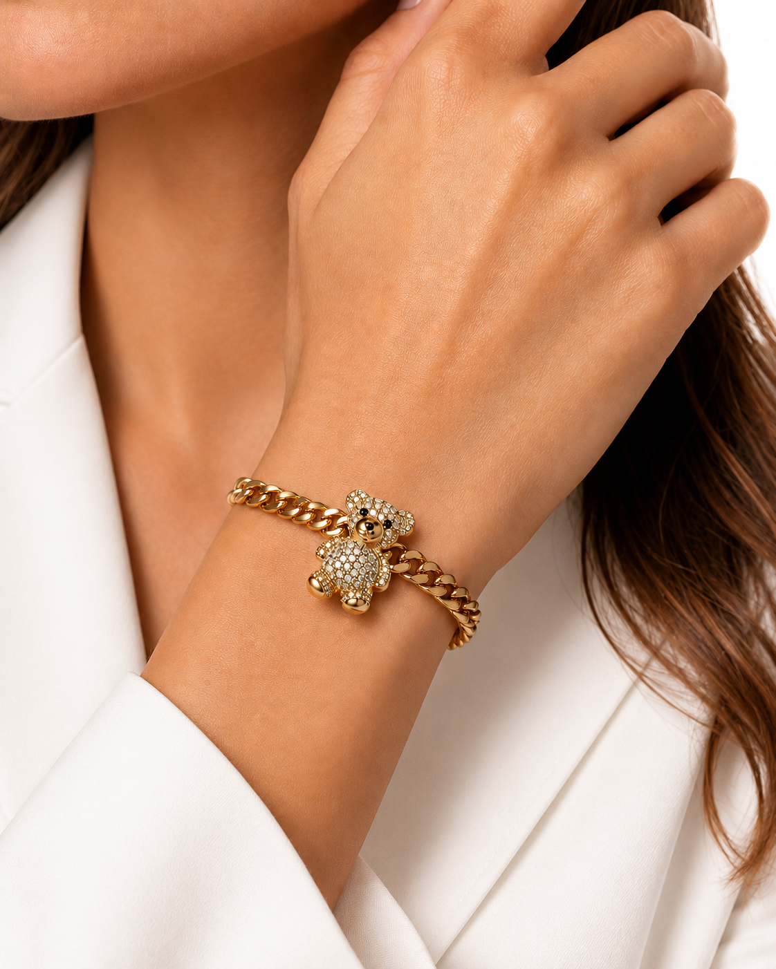 Pulsera cubana oso oro 10k