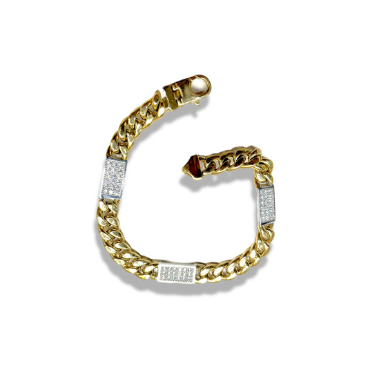 Pulso Cubano con diamantes naturales Oro 10k