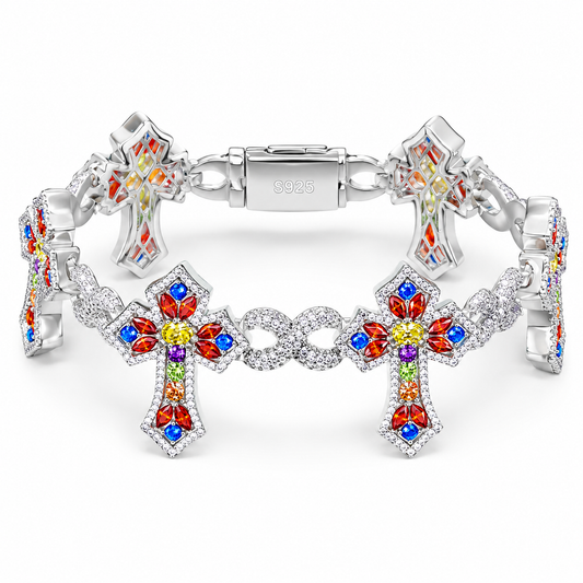 Pulsera cruz colores plata .925