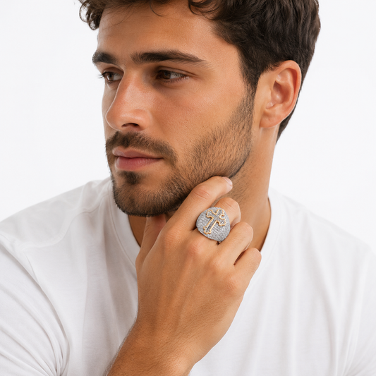Anillo cruz plata .925